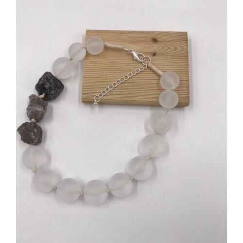 Kara&Kale Boho Fashion Jewelry Gothic Necklace Wax Cord Dark Natural Stone And Resin Beads Vintage Collares Short Necklace Women