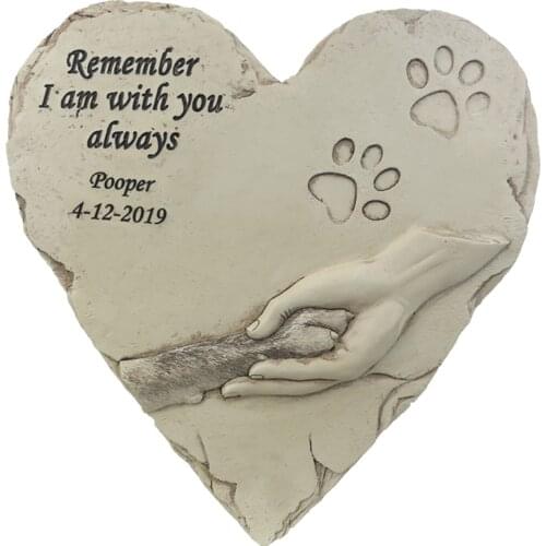Pet Memorial Stone Paw Print Dog Grave Marker Cat Backyard Headstone Gift