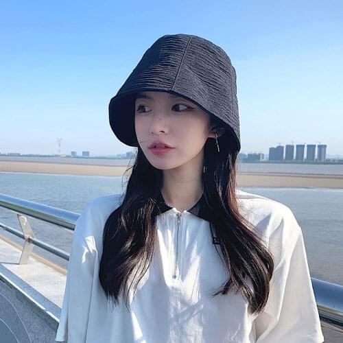 New Chiffon Thin Style Bucket Hats Female Harajuku Bucket Hat Fishing Outdoor Panama Hip Hop Cap Breathable Fisherman Cap Women
