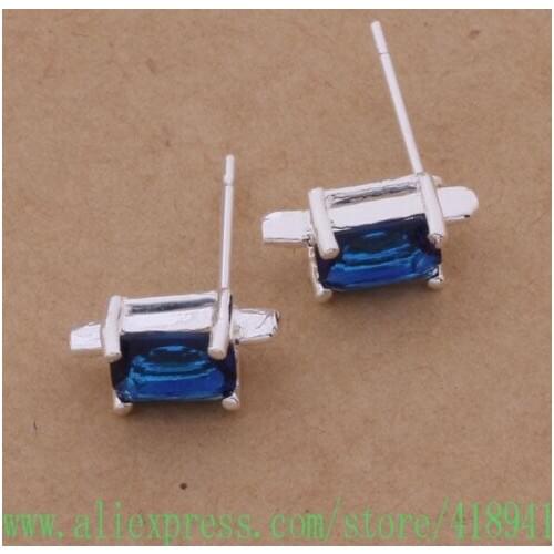 Silver Plated earrings , Silver Plated fashion jewelry , blue stone /edfamuma behajvoa AE199