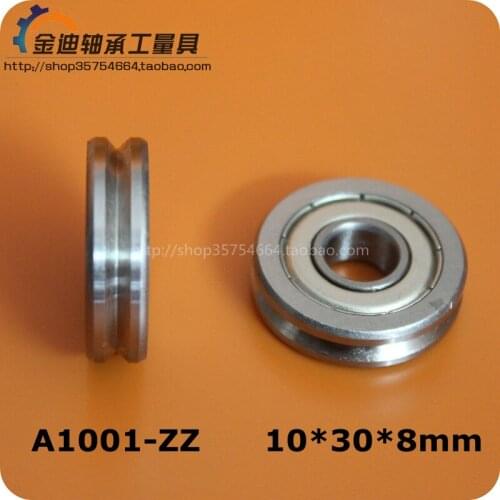 Roller guide bearing with V-shaped groove on outer ring A1001-ZZ V6000ZZ size 10*30*8mm straightening wheel tools