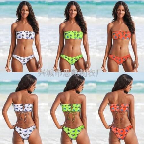 Sexy butterfly top High waist bikini two piece swimsuit for women tankini swimwear women