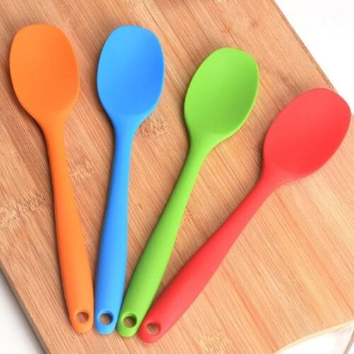 Silicone Soup Spoon Mixing Scraper Baby Soft Spoon Cake Butter Spatula Kitchen Tools Cooking Utensils Tableware