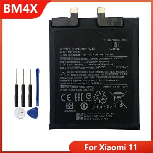 Xiao Mi Original Phone Battery BM4X For Xiaomi 11 Xiaomi11 Mi11 Mi 11 Replacement Rechargable Batteries 4710mAh With Free Tools