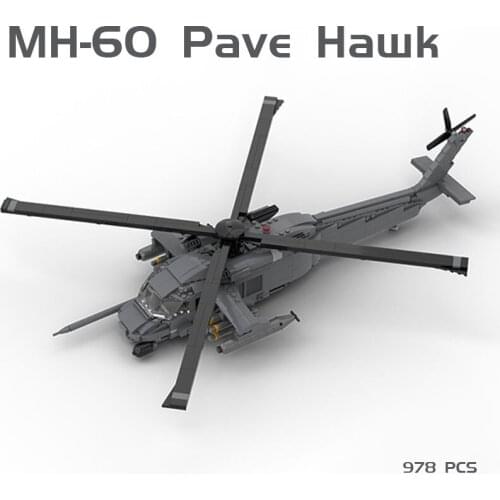 MOC Building Block Maker Military Series MH-60 Aircraft Assembly Model Children Toy Creative DIY Build Bricks Birthday Gifts