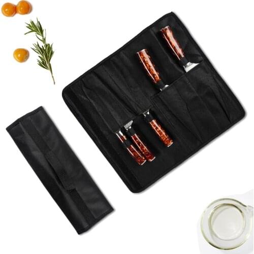 Kitchen Knives Storage Bag Roll Bag Carry Case Bag Kitchen Cooking Portable Durable Storage 5 Pockets Pouch Knife Accessories