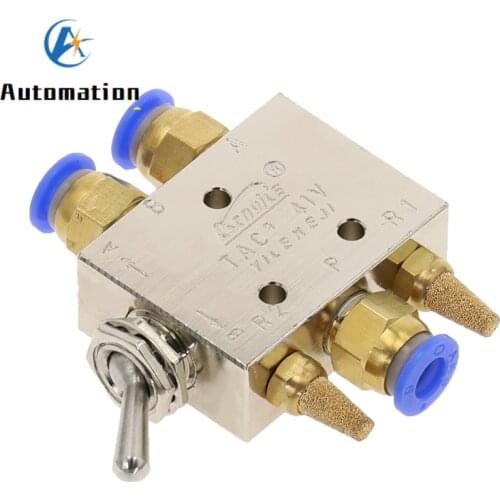 TAC2-41V Exhaust valve 2 Position 5Way 1/8" Self-locking Toggle Lever Mechanical Valve Pneumatic valve switch w Fittings Muffler