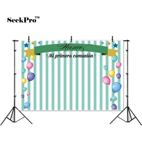 Thin vinyl birthday stripe balloons baby kid children photo Backgrounds Printed Professional indoor Photographic studio Backdrop