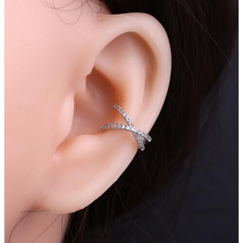 Cross zircon ear bone clip female high-end sense no piercing painless ear clip earrings 2020 new trendy personality