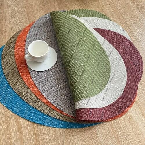 Thickened bamboo heat insulation dinner mat oval tableware mat Hotel PVC mat antiskid mat cup mat kitchen table