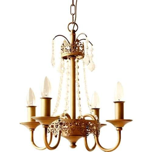 Vintage gold crystal candlestick chandeliers lights living room French luxury princess room holder hanging lamps deco fixturs