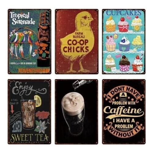 Vintage Coffee Metal Sign Tin Plaque Wall Art Decor for Kitchen Coffee Bar Cafe Decorative Retro Metal Posters Iron Painting