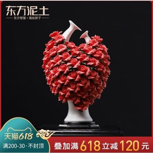 Oriental soil "everlasting" bride wedding gift girlfriends ceramic flower furnishing articles new home decoration