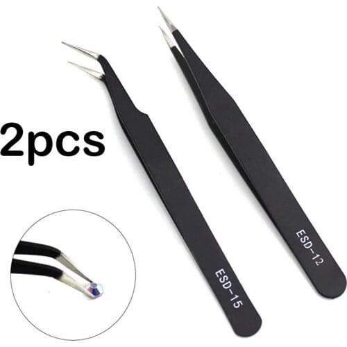 High Quality Tweezers Curved + Straight New Type Anti-static 5D Diamond Painting Tweezers Sewing Accessories Tools