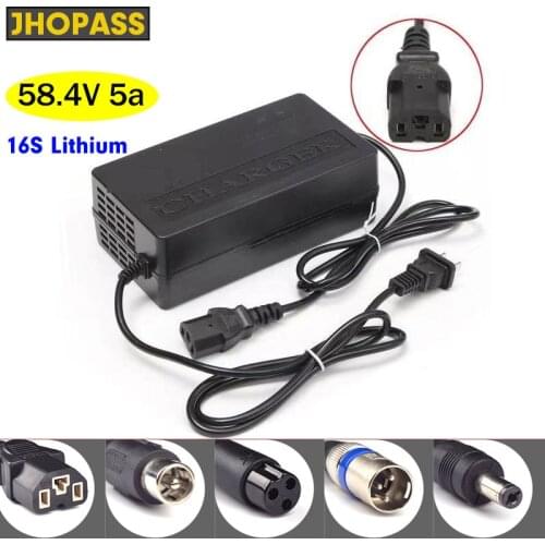 LED 58.4V 5A 16s lithium battery charger for Electric car e-bike unicycle 48V 5A input 110-220V charger