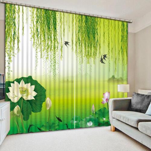 Blackout curtain Customized size Luxury Blackout 3D Window Curtains For Living Room green curtains tree curtain