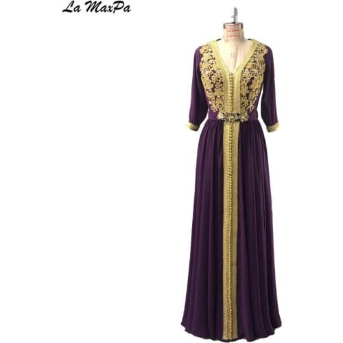 Gold And Purple Pakistan Evening Dress CMT162