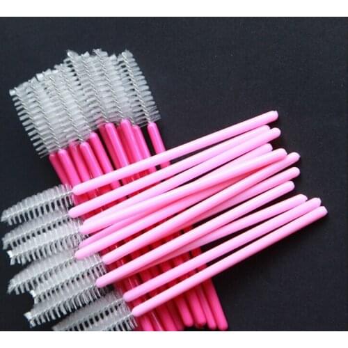10000pcs make up brush synthetic fiber Disposable Eyelash Brush Cosmetic Makeup Tool Red rod white transparent brush head