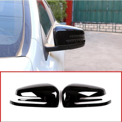 2 x Glossy Black ABS Chrome Side Door Rearview Mirror Cap Cover Trim For Mercedes Benz A CLA GLA GLK Class W176 W117 X156 X204