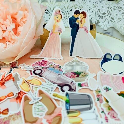 28 pcs Cute Wedding party pattern paper stickers for kids homemade book stickers on laptop / decorative scrapbooking / DIY