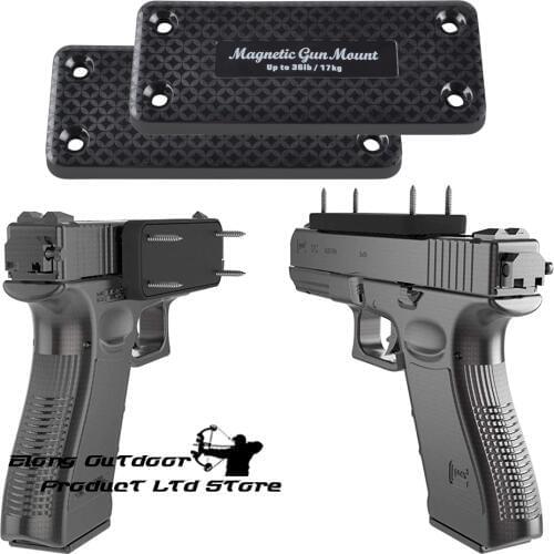 2X Magnetic Gun Holder Holster Gun Magnet Pistol Rifle Hunting Concealed for Car Under Table Bedside Load bearing 17 KG 36LBS
