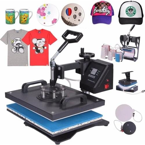 12" x 15" Heat Press Machine Swing Away Sublimation Printing 8 in1 Combo Heat Transfer Design for T-Shirt Hat Cap