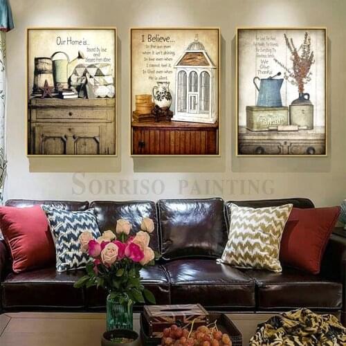 American Style Retro Pastoral Still Life Canvas Painting Wall Art Posters And Prints Pictures for Living Room Home Dining Decor