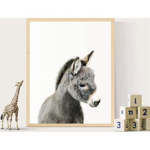 Nursery Decorative Posters And Prints Canvas Art Painting Farm Animal Donkey Wall Art Picture Nordic Style Baby Room Decoration