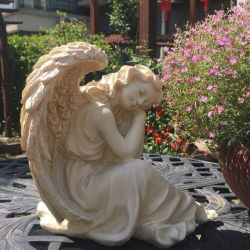 Europe Resin Happiness Angel Crafts Home Recor Garden Park Sleeping Beauty Angel Ornament Decoration Creative Desktop Figurines