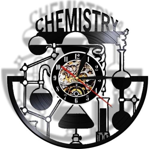 Chemistry Wall Clock School Classroom Lab Vinyl Record Wall Clock with LED Nigth Light Laboratory Decorative Decor Chemist Gift