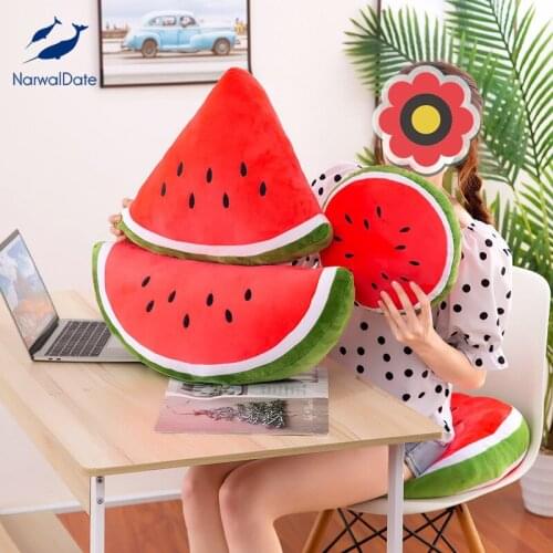Crystal Velvet Watermelon Cushion Pp Cotton Core Simulation Fruit Tatami Office Pillow Home Chair Cushion Interesting Plush Toy