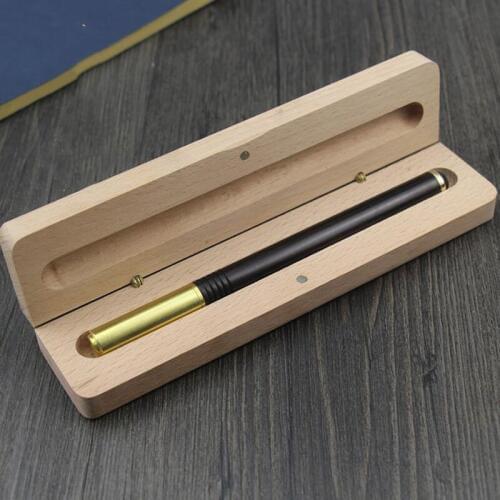 ChinaTraditional Handmade Blackwood Signature Pen Screw Copper Cap Natural Color Roller Pen For Business & School