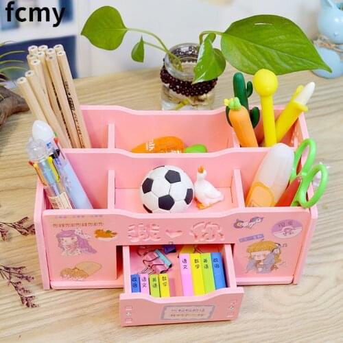 Creative Multifunctional Office Table Pen Holder Cute Living Room Desktop Ornament Cosmetic Storage Box Office Organizer Drawer