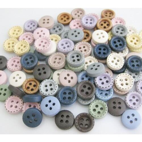 WBNLAG 3/8" Round Wood Garment Buttons Mixed 200Pcs Lined Circle Classic Shirt Sewing Supplies