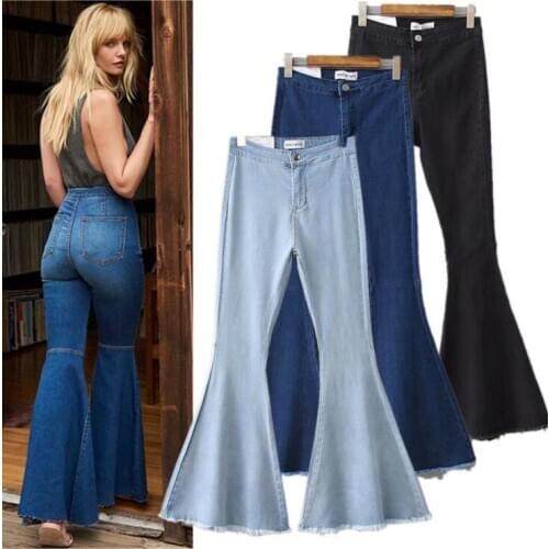 2020 Summer Pants Female Boyfriend Jeans For Women Skinny Jeans Woman Springy High Waist Jean Denim Flare Wide Leg Jeans Pants