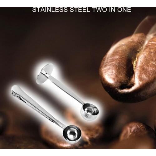 Coffee Scoop Rustproof Durable Stainless Steel Coffee Measuring Sealing Clip Spoon for Coffee Powder Bag