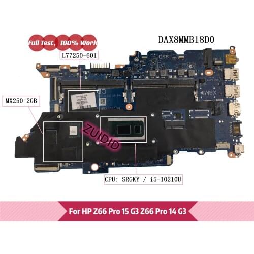 DAX8MMB18D0 X8M-8L L77250-601 For HP Z66 Pro 15 G3 Z66 Pro 14 G3 440 G7 450 G7 Laptop Motherboard L77250-001 i5-10210U MX250 2GB