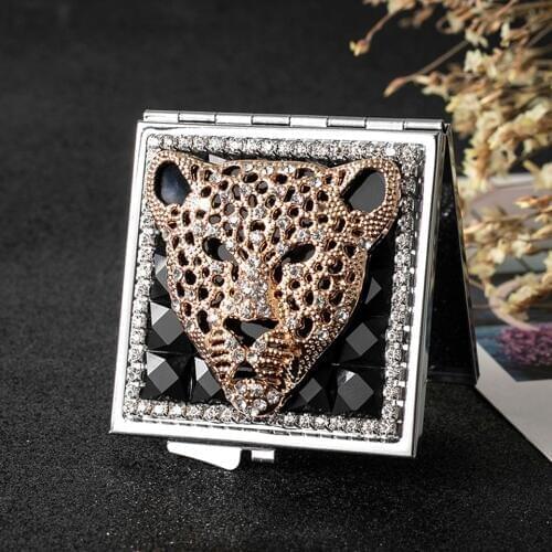 Mini Pocket Cosmetic makeup mirror,2 Sides Foldable small compact hand mirror makeup Leopard,Wholesale Party Favors Gifts