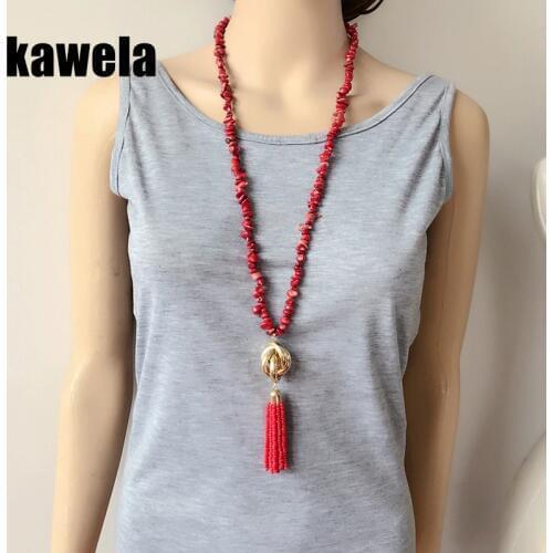 Fashion Elegant Long Tassel Pendant Red Stone Necklace