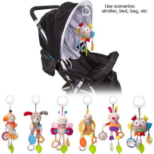 Cartoon Animal Handbells Rattles Infant Plush Infant Baby Development Handle Newborns Car Seat Educational Rattles Baby Towel