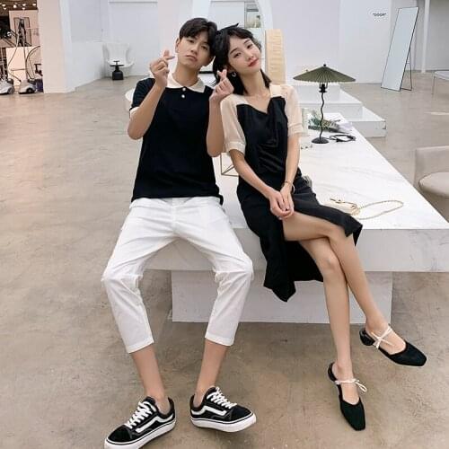 Actual couple outfit mens clothes women splicing dress couples clothes couples clothing