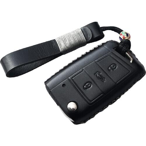 Genuine Leather Car Remote Key Cover Case For Volkswagen Polo Golf 7 Tiguan For Skoda Octavia Kodiaq Karoq For SEAT Ateca Leon