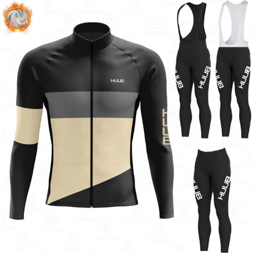 2021 HUUB Winter New Cycling Jersey Set Ribble Weldtite team Long Sleeve Fleece MTB Road Bike Shirt Suit Cycling Maillot Culotte