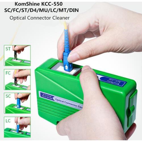 FTTH KomShine KCC-550 SC FC ST LC MU MT D4 DIN Optical Connector Cleaner Cleaning Box Cleaning Tool 500+ Times Green