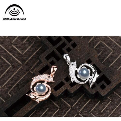MADALENA SARARA 925 Sterling Silver and AAA Freshwater Pearl Pendant Necklace with Koi Shape