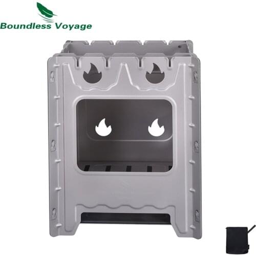 Boundless Voyage Outdoor Camping Titanium Removable Wood Stove With Pot Holder Portable Thickened Charcoal Burner Furnace