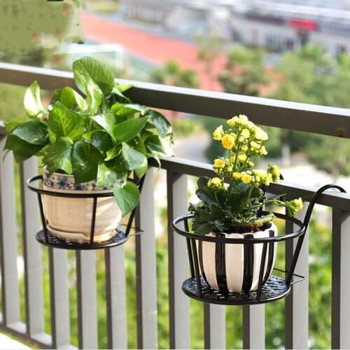 Nordic wrought iron flower pot rack home balcony decoration gardening accessories balcony flower rack railing pot rack