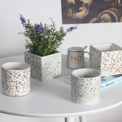 Terrazzo manufacturer Nordic flower pot gardening creative potted cement basin square round bonsai Chaozhou flowerpot