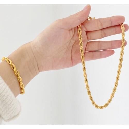 5mm Luxury Thick Twisted Cable Chain Bracelets Gold Color Chunky Rope Retro Chain Bracelet Jewelry for Women 2021 Wholesale Bulk