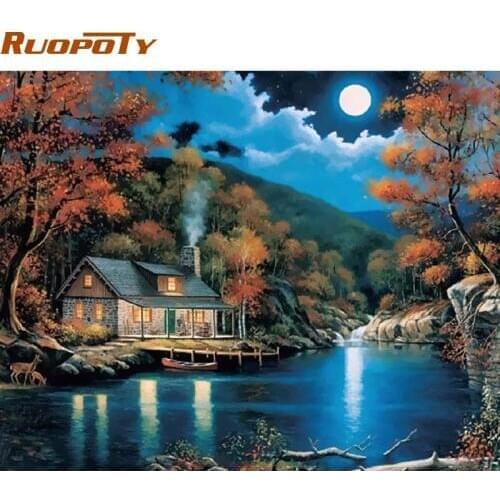 RUOPOTY Frame Fantasy Rural Landscape Diy Painting By Numbers Kits Home Decor Wall Art Drawing Paint By Numbers 40x50cm Artwork